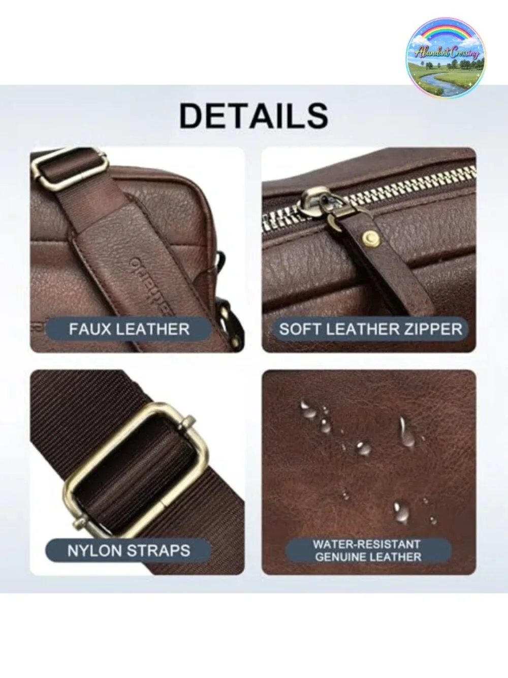 Vegan Leather Men's Messenger Crossbody Shoulder Sling Bag